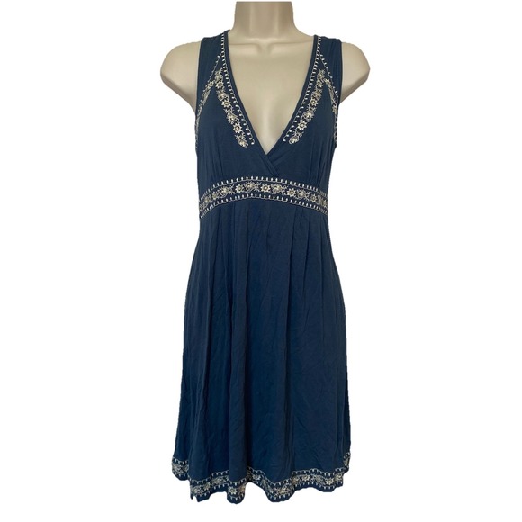 Maurices Dresses & Skirts - Women's Dress Blue Boho Cottagecore Babydoll‎ S Coquette Peasant Embroidered